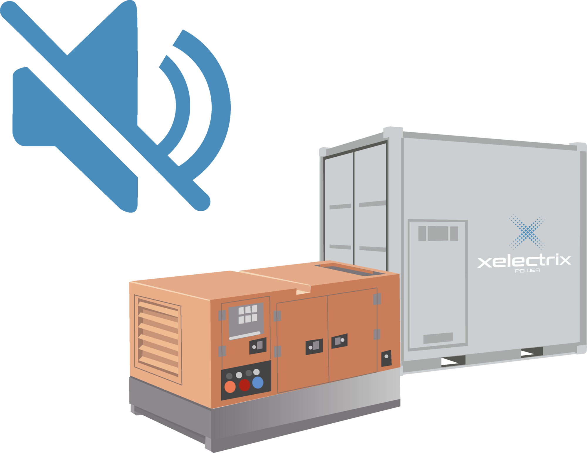 noise diesel generator, noise generator, Power Box, Hybridization
